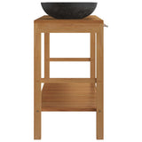 Bathroom Vanity Cabinet Solid Wood Teak with Sinks Marble Black - Top-Down View