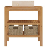Bathroom Vanity Cabinet Solid Teak with Sink Marble Cream - Side View