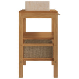 Bathroom Vanity Cabinet Solid Teak with Sink Marble Cream