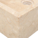 Bathroom Vanity Cabinet Solid Teak with Sink Marble Cream - Close-Up Angle
