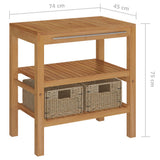 Bathroom Vanity Cabinet Solid Teak with Sink Marble Cream - Extra Image