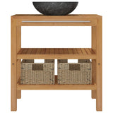 Bathroom Vanity Cabinet Solid Teak with Sink Marble Black - Side View