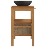 Bathroom Vanity Cabinet Solid Teak with Sink Marble Black - Top-Down View