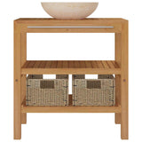Bathroom Vanity Cabinet Solid Teak with Sink Marble Cream - Side View