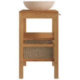 Bathroom Vanity Cabinet Solid Teak with Sink Marble Cream - Top-Down View