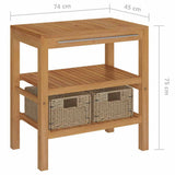 Bathroom Vanity Cabinet Solid Teak with Sink Marble Cream - Extra Image