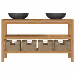 Bathroom Vanity Cabinet Solid Teak with Sinks Marble Black