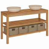 Bathroom Vanity Cabinet Solid Teak with Sinks Marble Cream