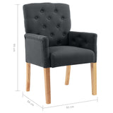 Dining Chairs with Armrests 2 pcs Grey Fabric - Close-Up Angle