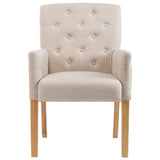 Dining Chairs with Armrests 2 pcs Beige Fabric