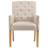 Dining Chairs with Armrests 2 pcs Beige Fabric - Front View