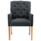 Dining Chairs with Armrests 4 pcs Grey Fabric - Front View
