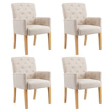 Dining Chairs with Armrests 4 pcs Beige Fabric
