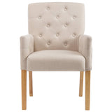 Dining Chairs with Armrests 4 pcs Beige Fabric - Front View