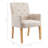 Dining Chairs with Armrests 4 pcs Beige Fabric - Close-Up Angle