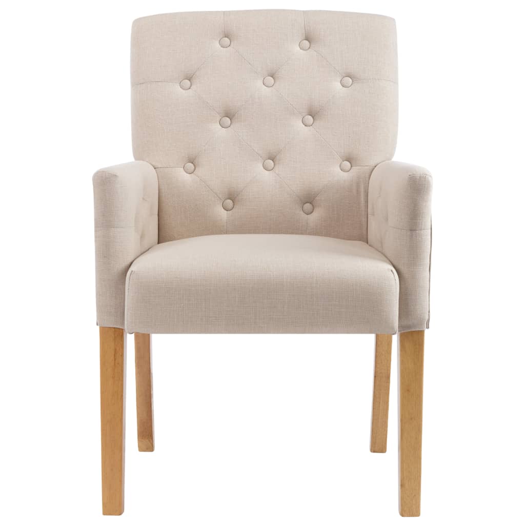 Dining Chairs with Armrests 6 pcs Beige Fabric