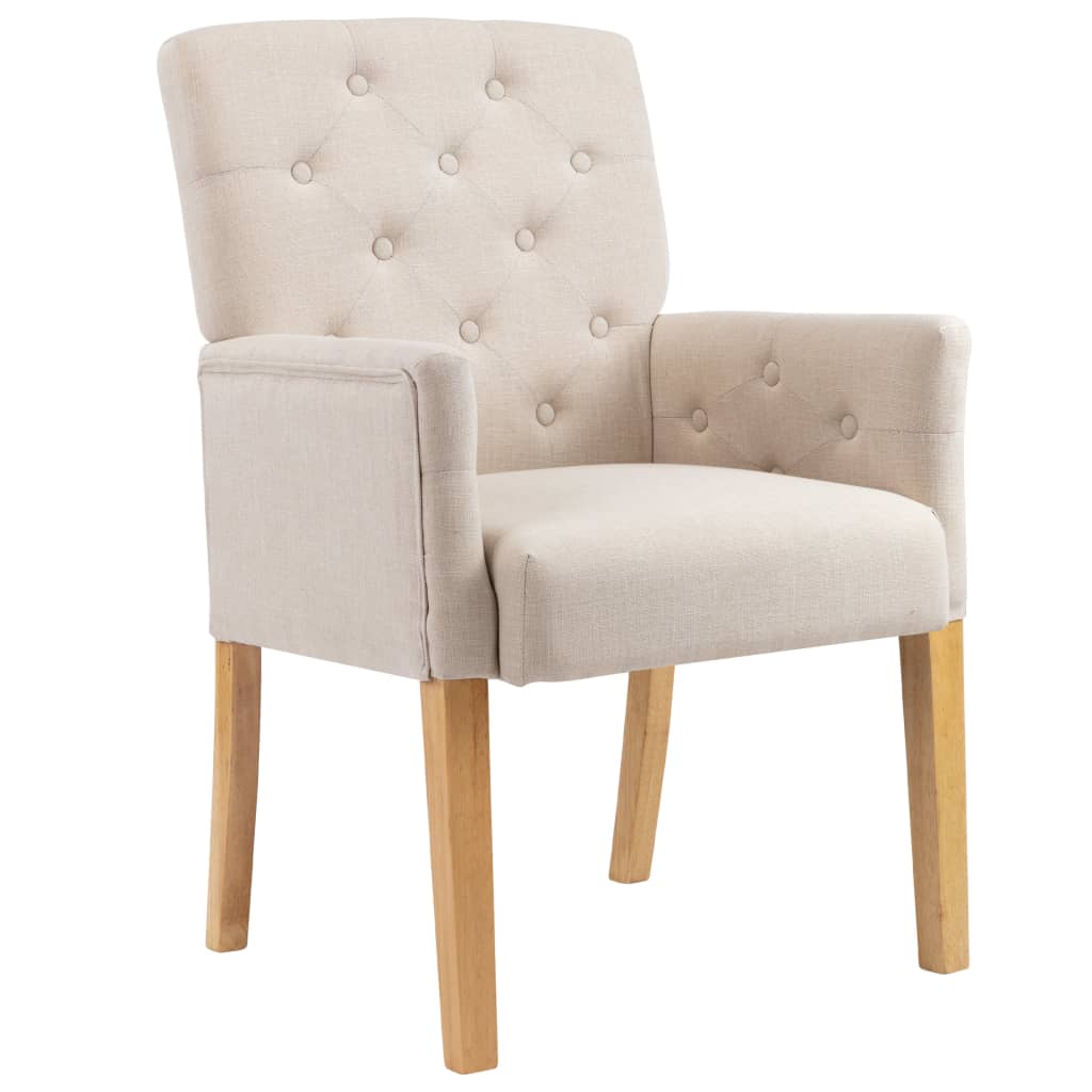 Dining Chairs with Armrests 6 pcs Beige Fabric