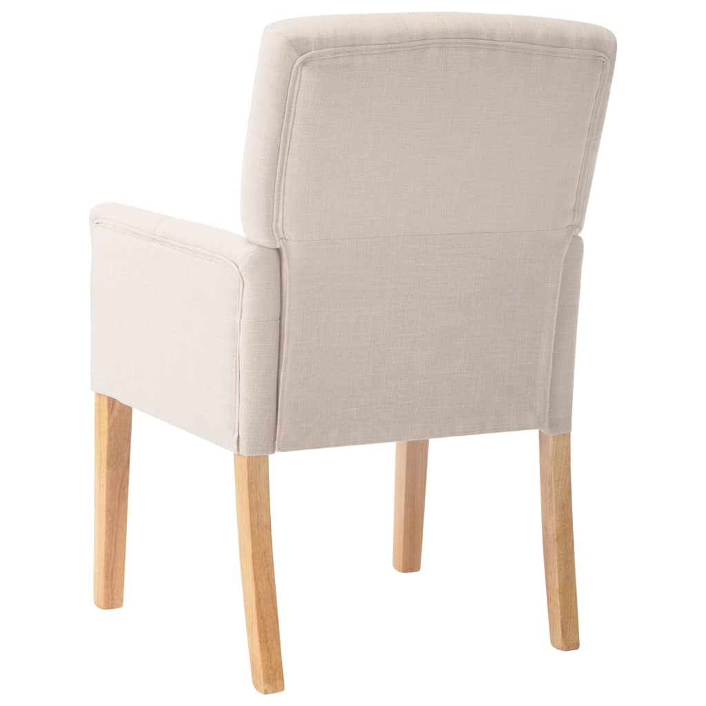 Dining Chairs with Armrests 6 pcs Beige Fabric