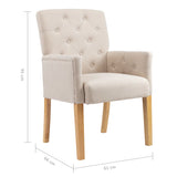 Dining Chairs with Armrests 6 pcs Beige Fabric - Close-Up Angle
