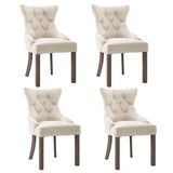 Dining Chairs 4 pcs Beige Fabric - Front View