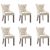 Dining Chairs 6 pcs Beige Fabric - Front View