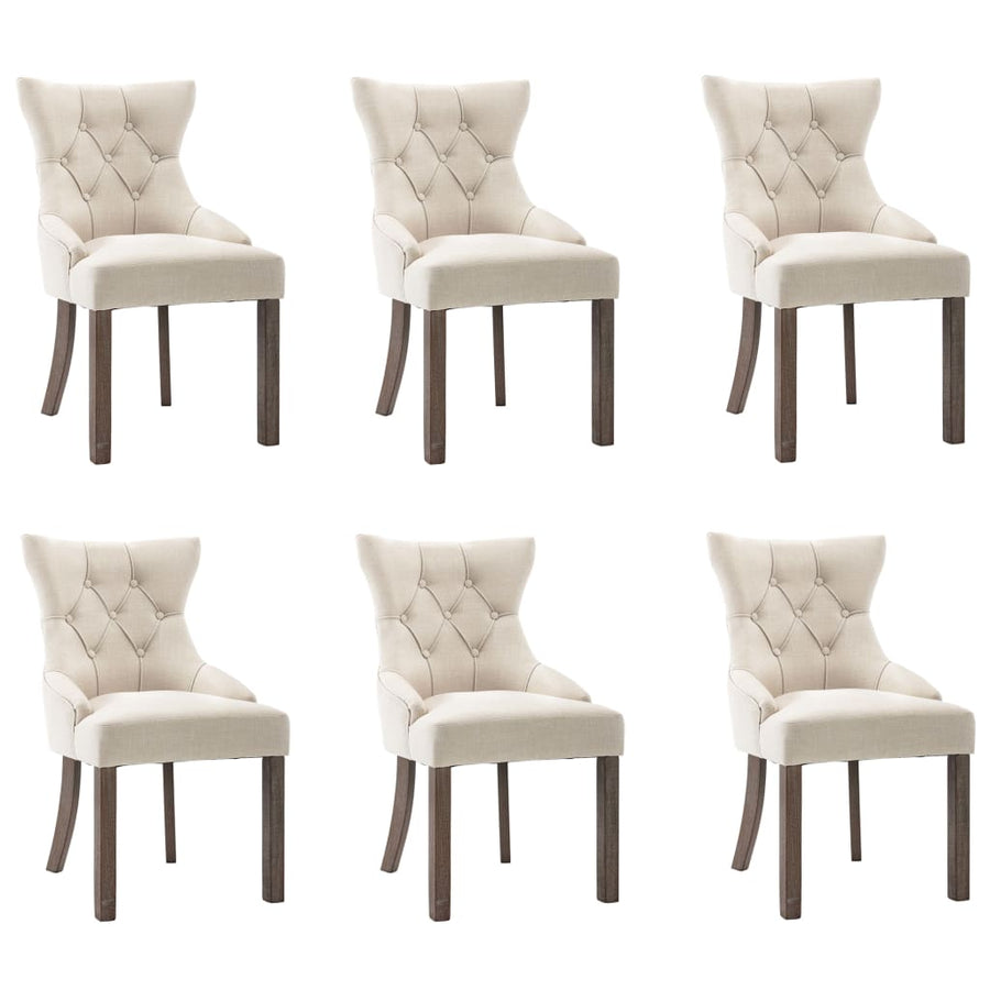 Dining Chairs 6 pcs Beige Fabric