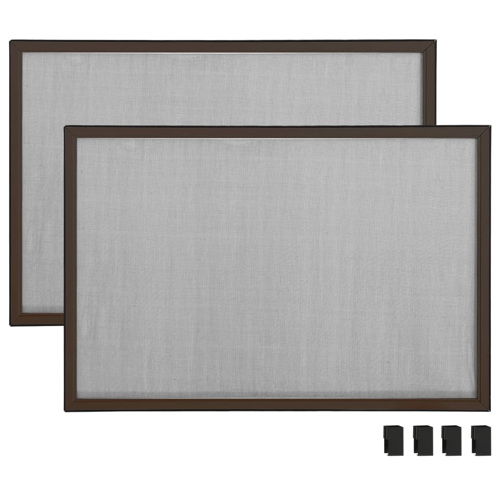 Extendable Insect Screen for Windows Brown (75-143)x50 cm