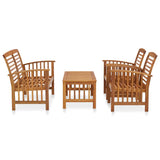 4 Piece Garden Lounge Set Solid Acacia Wood - Front View