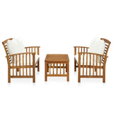 3 Piece Garden Lounge Set with Cushions Solid Acacia Wood - Front View