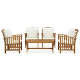 5 Piece Garden Lounge Set with Cushions Solid Acacia Wood (310255+2x310257) - Front View