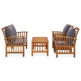 4 Piece Garden Lounge Set with Cushions Solid Acacia Wood (310258+310264) - Front View