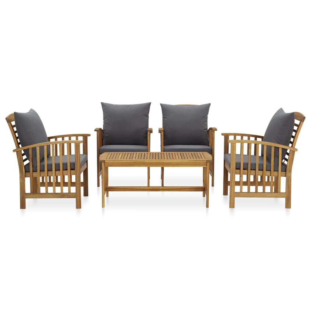 5 Piece Garden Lounge Set with Cushions Solid Acacia Wood (310255+2x310258)