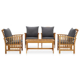5 Piece Garden Lounge Set with Cushions Solid Acacia Wood (310255+2x310258) - Front View