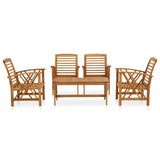 5 Piece Garden Lounge Set Solid Acacia Wood - Front View