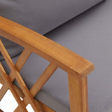 3 Piece Garden Lounge Set with Cushions Solid Acacia Wood - Close-Up Angle