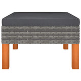 Footstool Poly Rattan and Solid Eucalyptus Wood