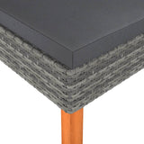 Footstool Poly Rattan and Solid Eucalyptus Wood - Side View