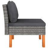 Middle Sofa Poly Rattan and Solid Eucalyptus Wood