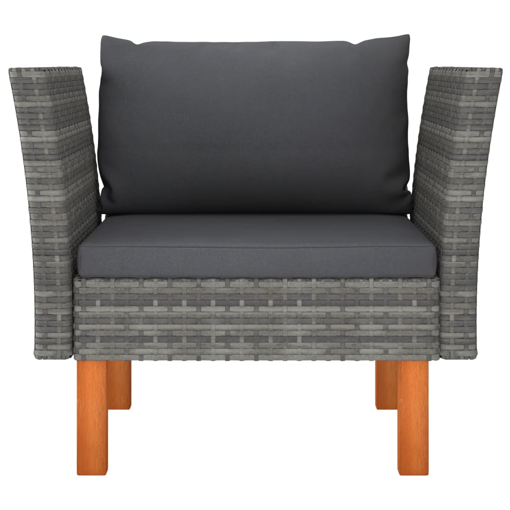 Garden Sofa Poly Rattan and Solid Eucalyptus Wood