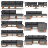 Garden Sofa Poly Rattan and Solid Eucalyptus Wood