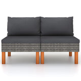 Middle Sofas 2 pcs Poly Rattan and Solid Eucalyptus Wood