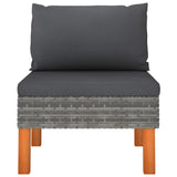 3 Piece Garden Lounge Set Poly Rattan and Solid Eucalyptus Wood - Top-Down View