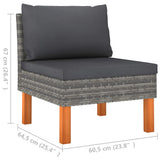Middle Sofas 3 pcs Poly Rattan and Solid Eucalyptus Wood