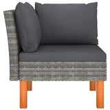 3 Piece Garden Lounge Set Poly Rattan and Solid Eucalyptus Wood - 45-Degree Angle