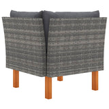 3 Piece Garden Lounge Set Poly Rattan and Solid Eucalyptus Wood - Rear View