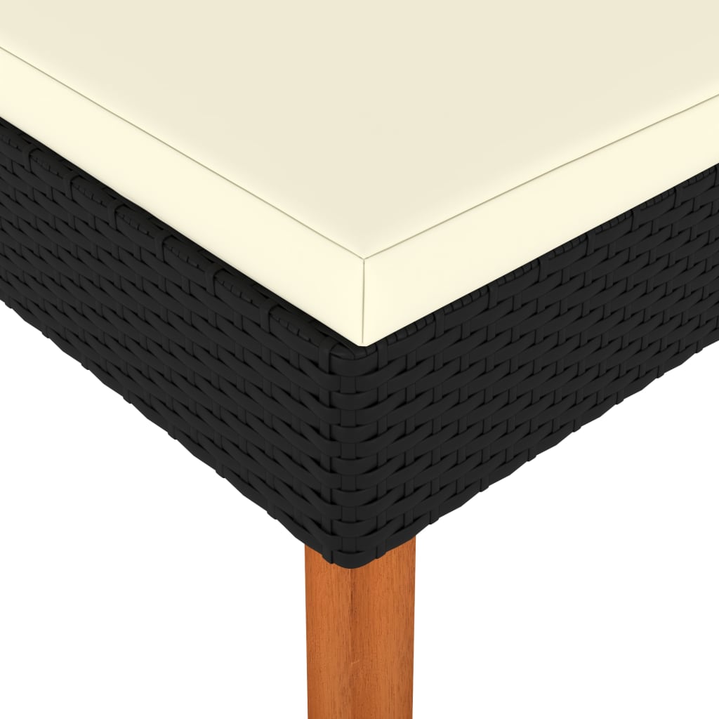 Footstool Poly Rattan and Solid Eucalyptus Wood
