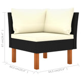 Corner Sofa Poly Rattan and Solid Eucalyptus Wood - 45-Degree Angle