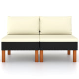Middle Sofas 2 pcs Poly Rattan and Solid Eucalyptus Wood