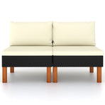 Middle Sofas 2 pcs Poly Rattan and Solid Eucalyptus Wood