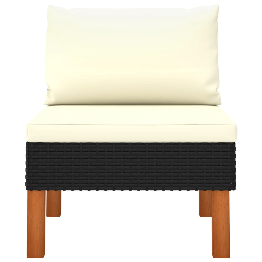Middle Sofas 2 pcs Poly Rattan and Solid Eucalyptus Wood